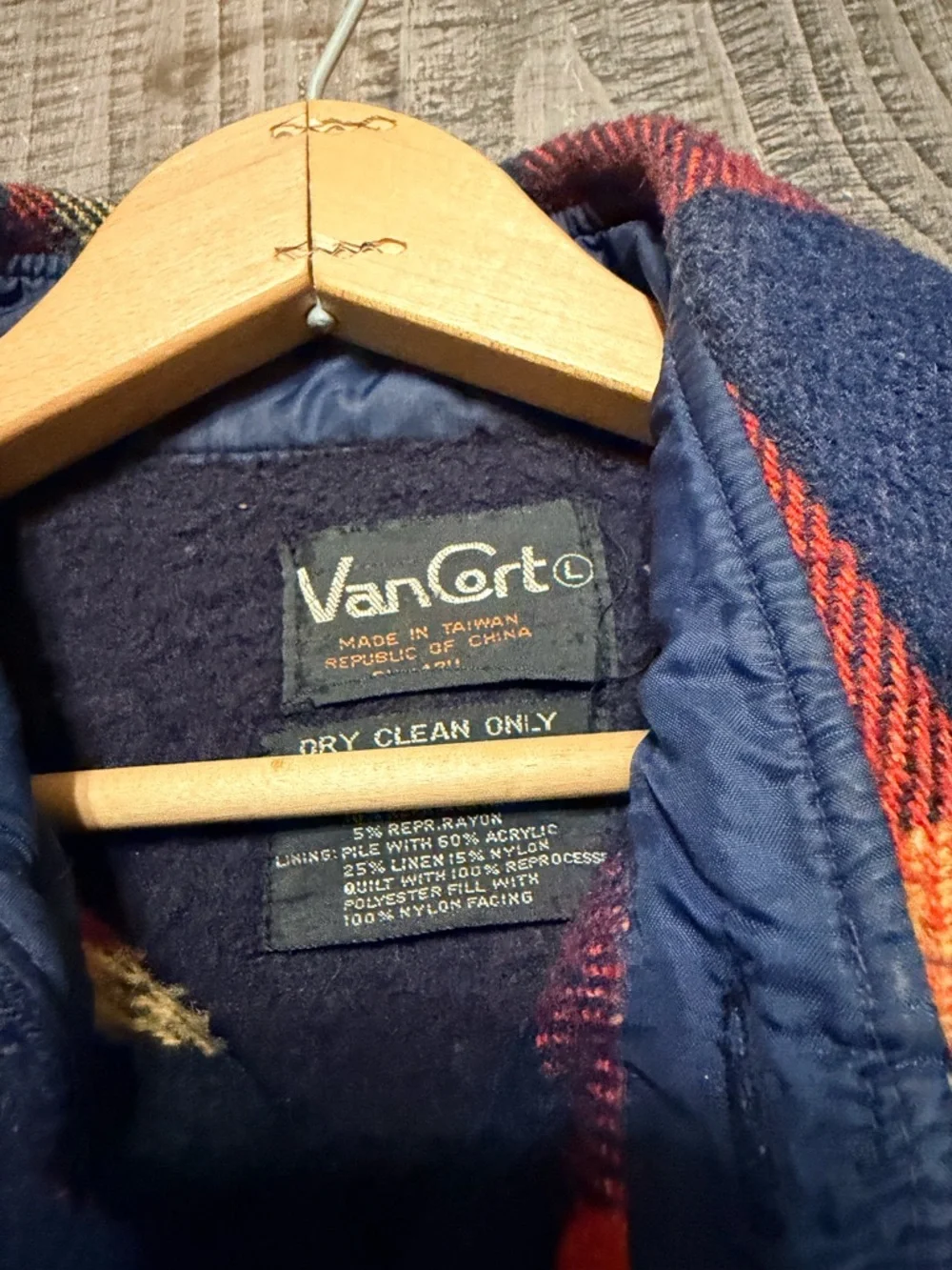 Van Cort Classic Plaid Button-Down Shirt Jacket in Red, Navy & Yellow